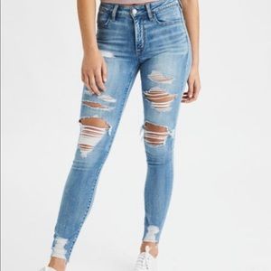 American eagle skinny distressed hi ride jegging